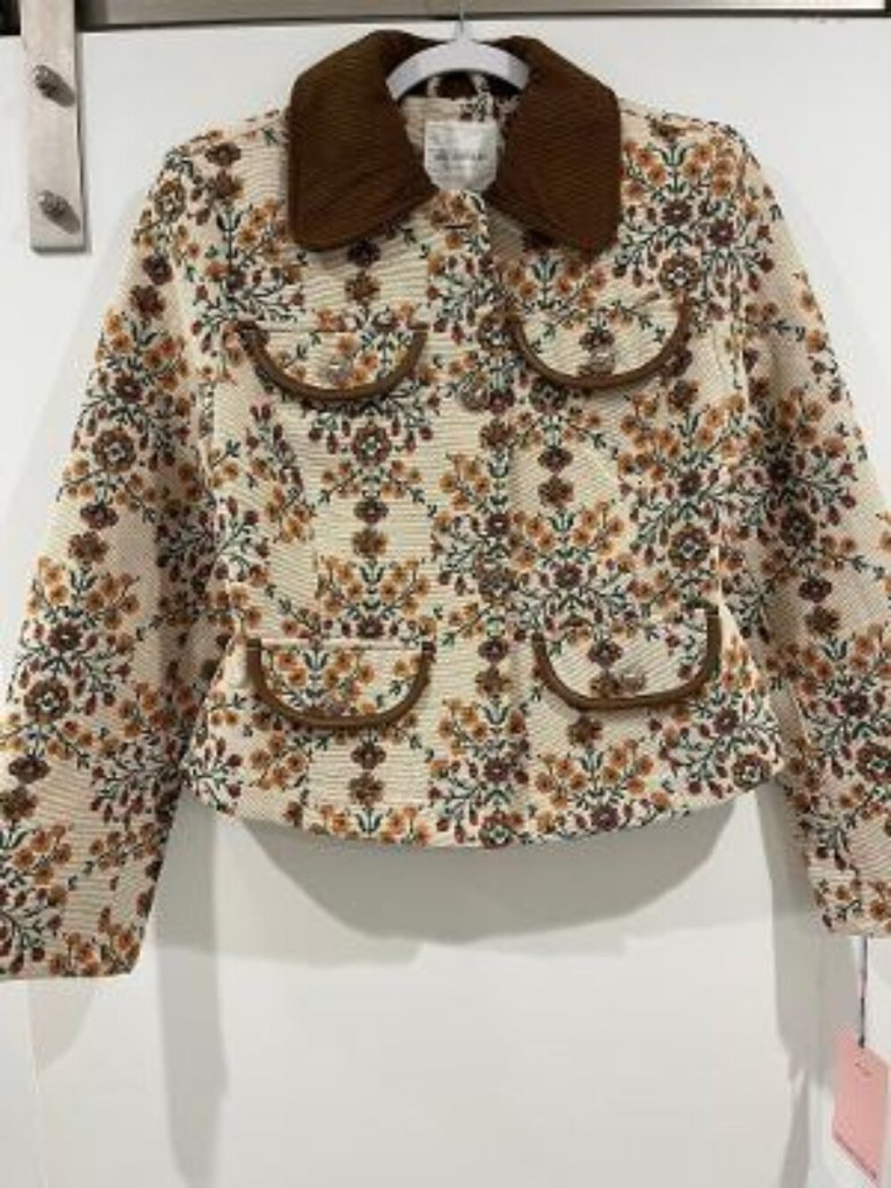 Avec Les Filles Floral Long Slim Four Pocket Jacket